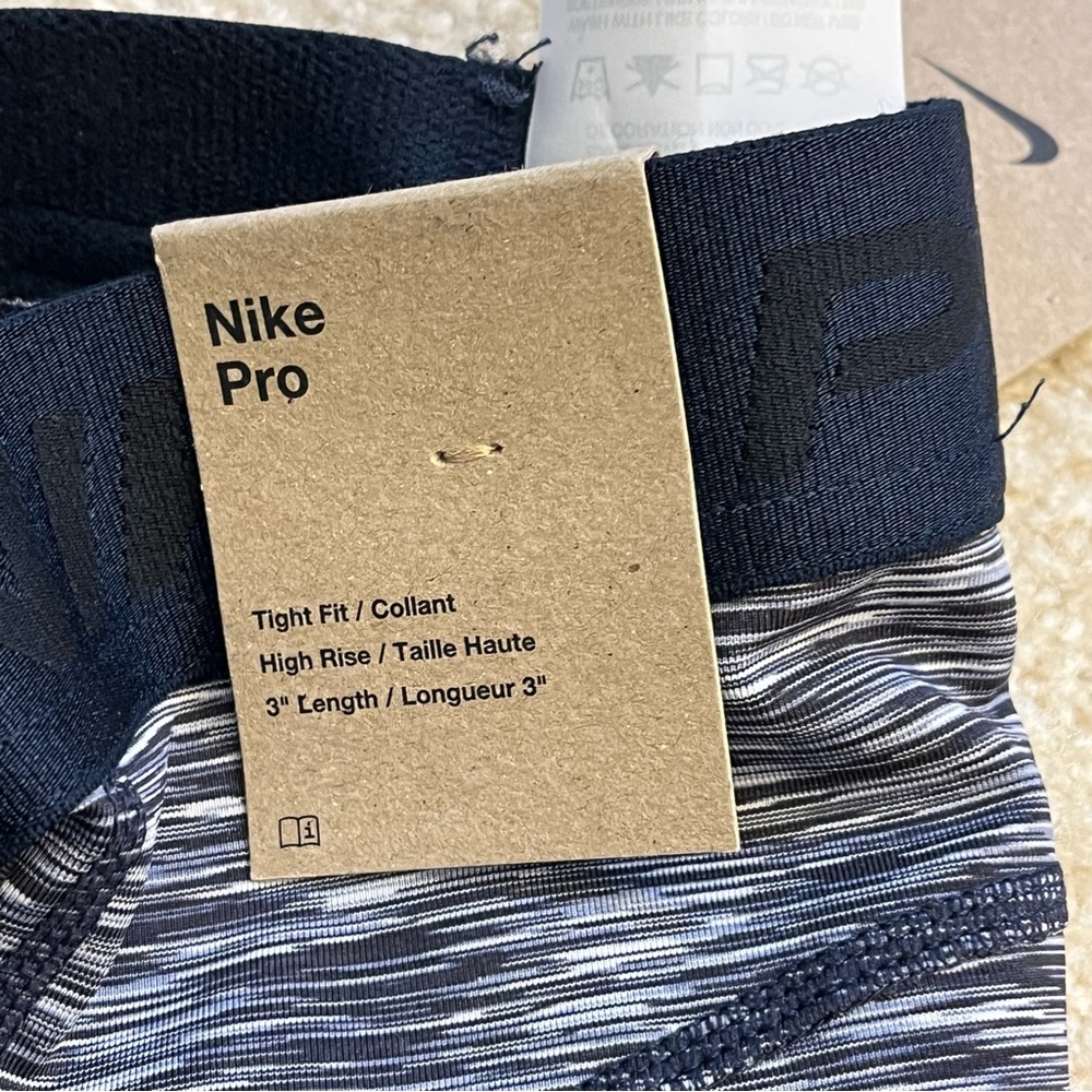 NEW Nike Pro Shorts Womens Small Blue Spacedye High Rise Training Compression - Picture 7 of 11